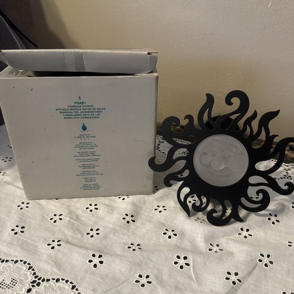 Partylite Sunbeam Sconce Tea Light Candle Holder P0481 Black Metal Frosted Glass - Picture 4 of 5